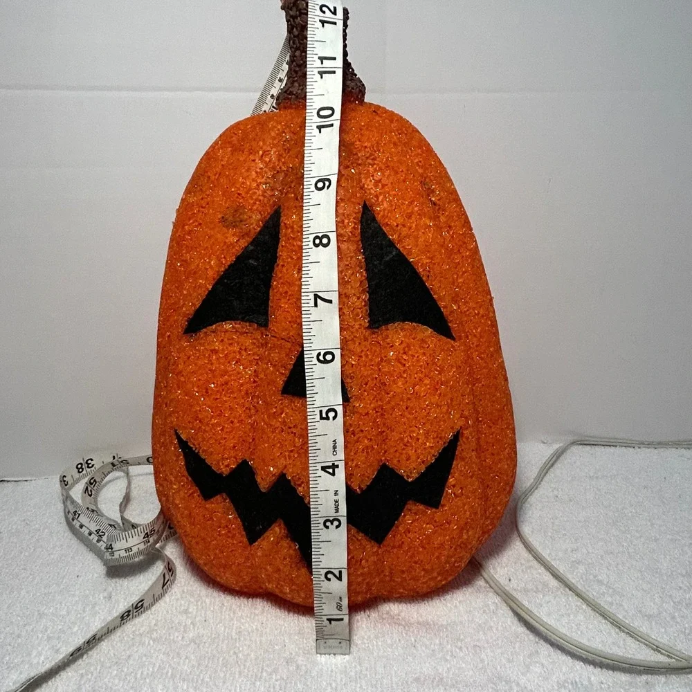 Vintage Kmart Halloween‎ Melted Plastic Popcorn Pumpkin Jack-O-Lantern Light 12